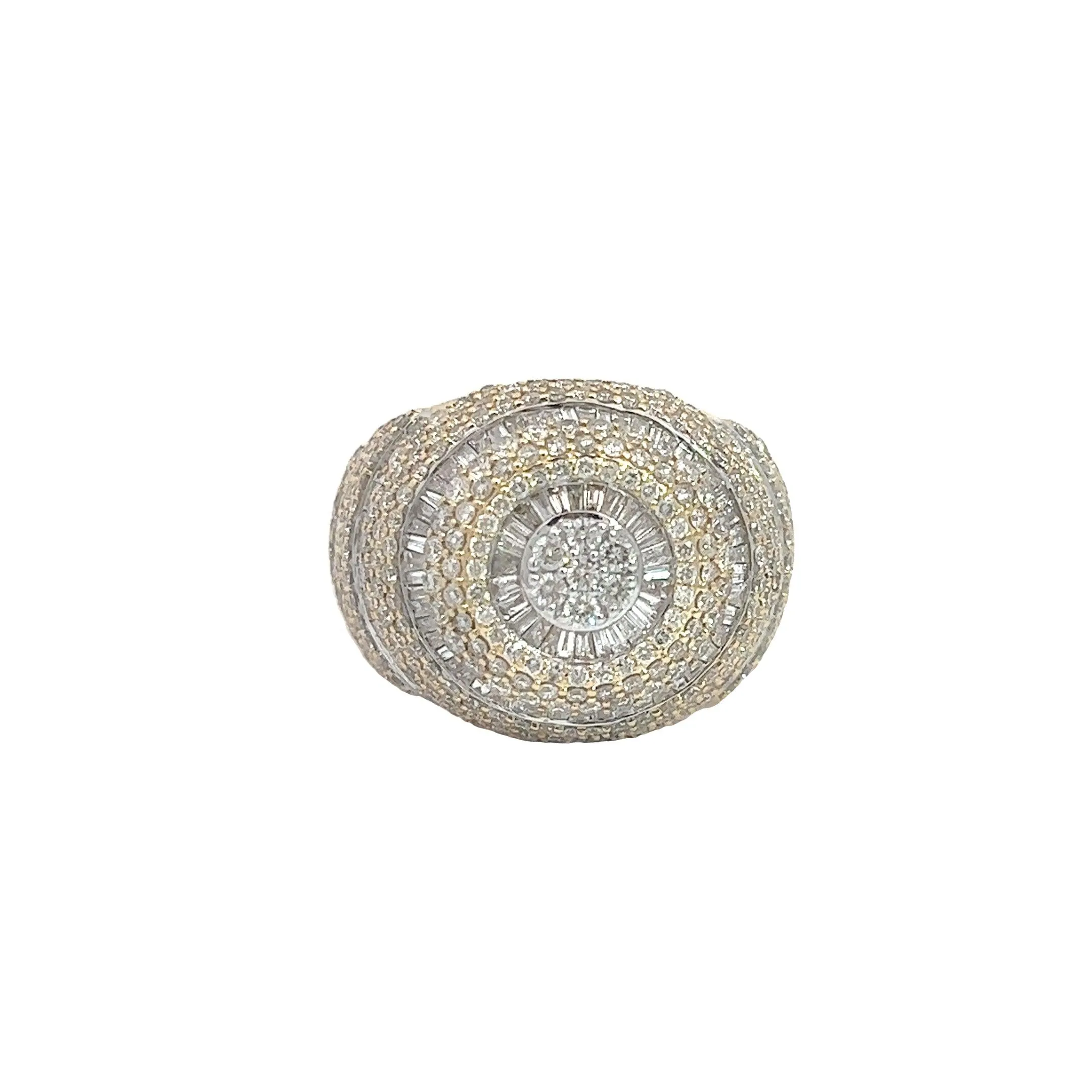 10K GOLD ROUND AND BAGUETTE DIAMOND CIRCULAR RING 4.08 CT