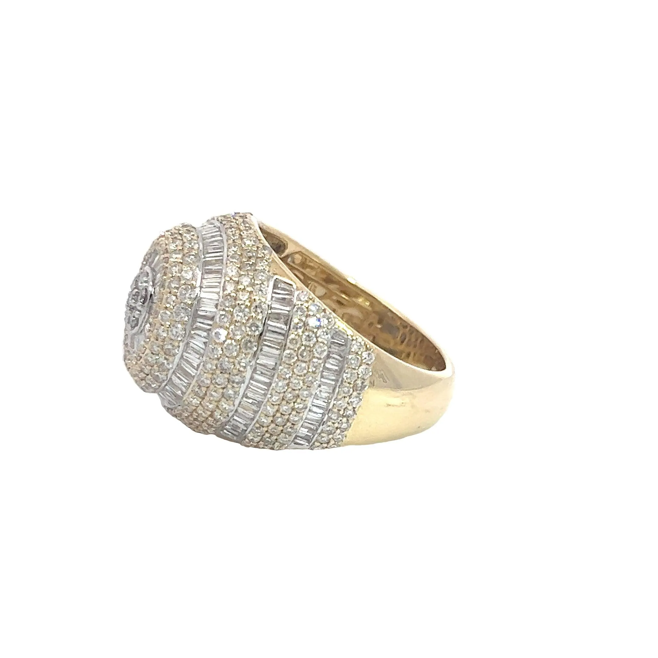 10K GOLD ROUND AND BAGUETTE DIAMOND CIRCULAR RING 4.08 CT