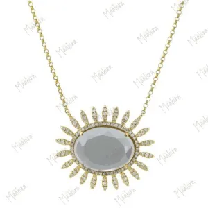 14K Yellow Gold Diamond White Topaz Necklace
