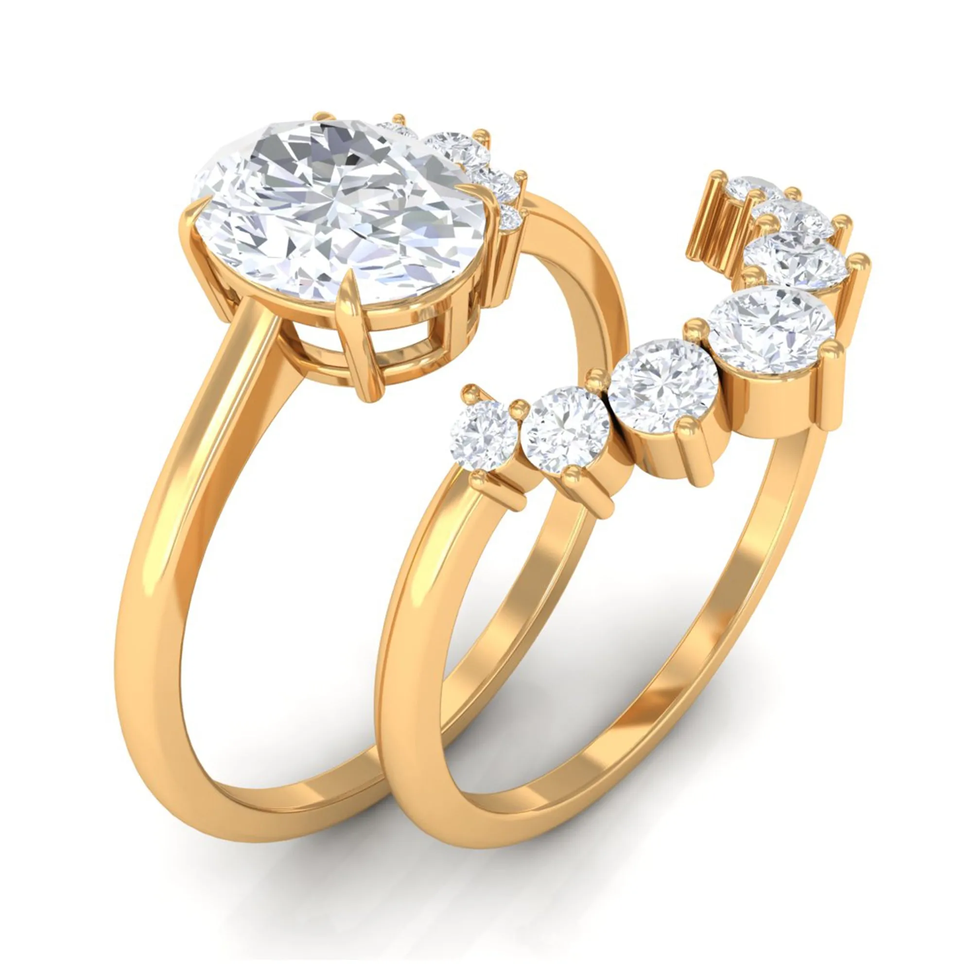 2.75 CT Oval Cut Zircon Half Halo Wedding Ring Set