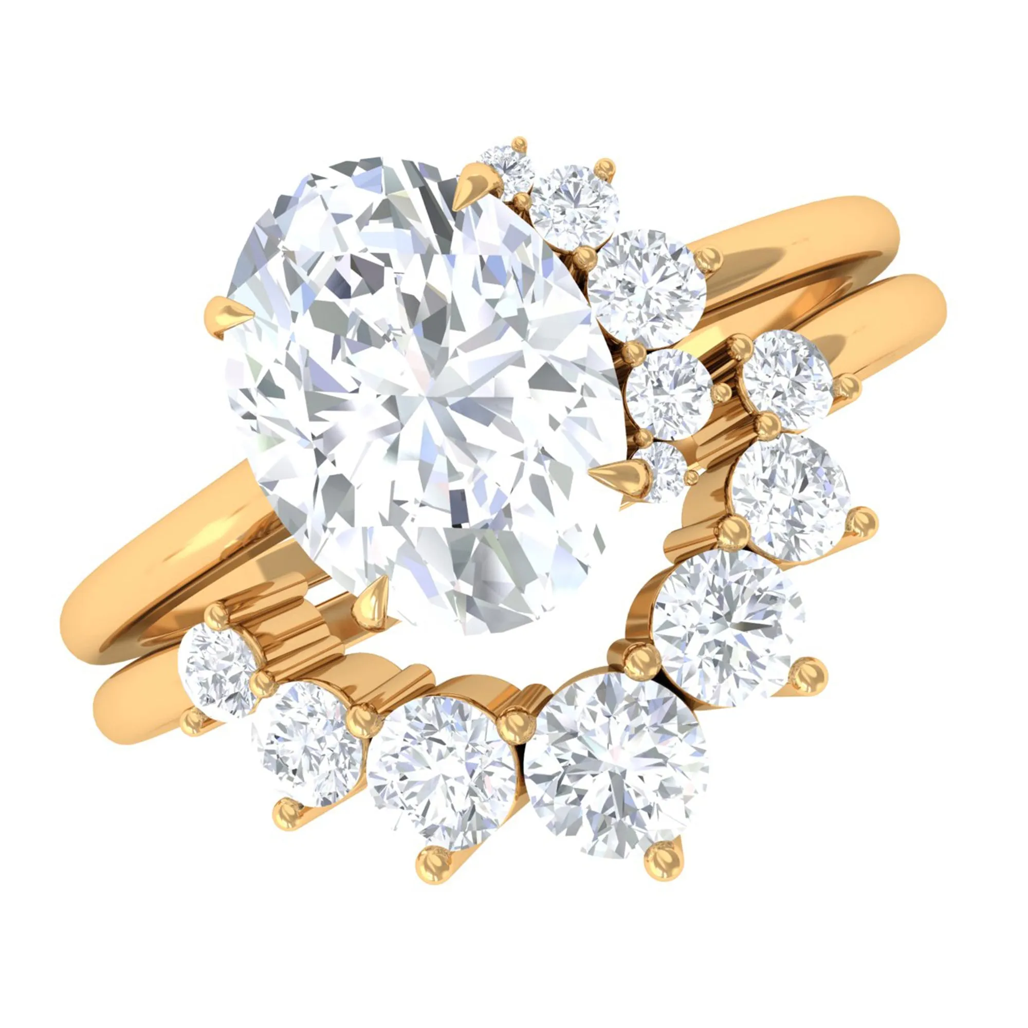 2.75 CT Oval Cut Zircon Half Halo Wedding Ring Set