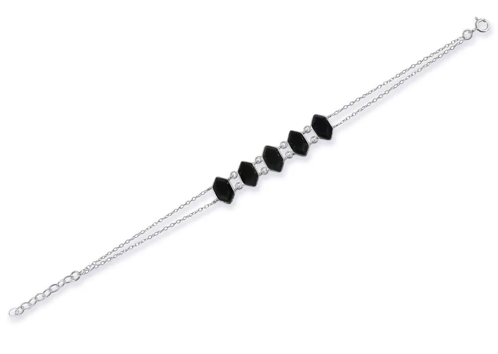 5 Stone Glacier Link Bracelet Black Onyx