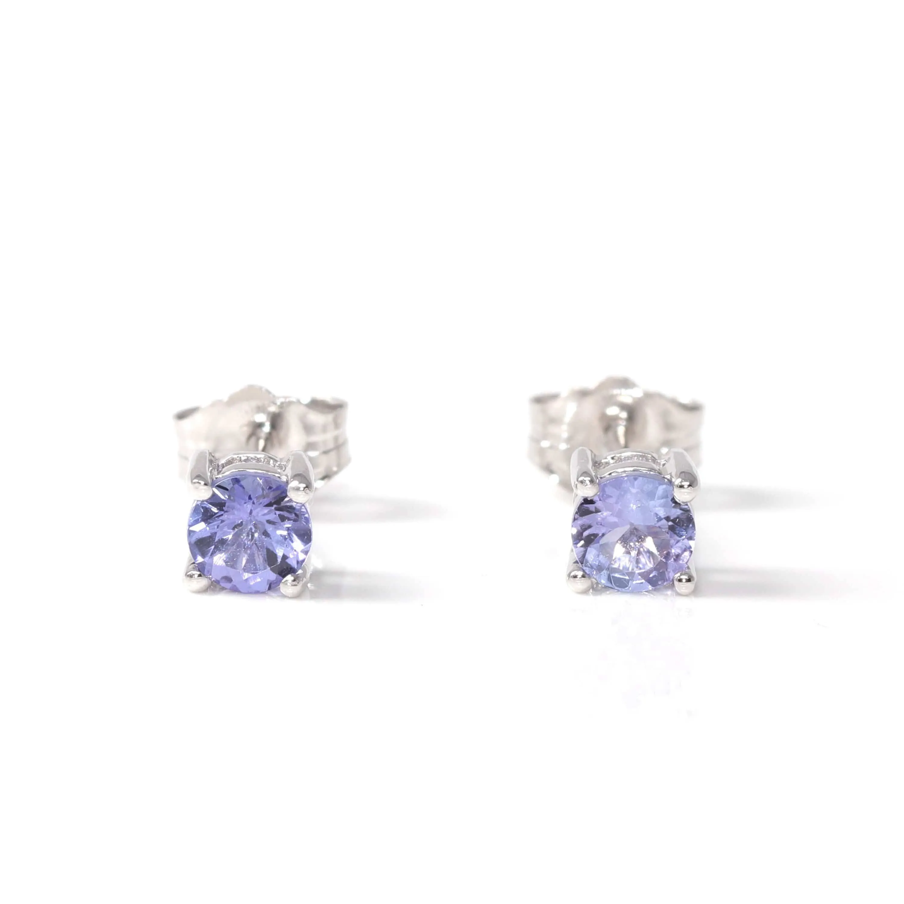 Baikalla™ 14k White Gold Natural Tanzanite 4 Prong Stud Earrings