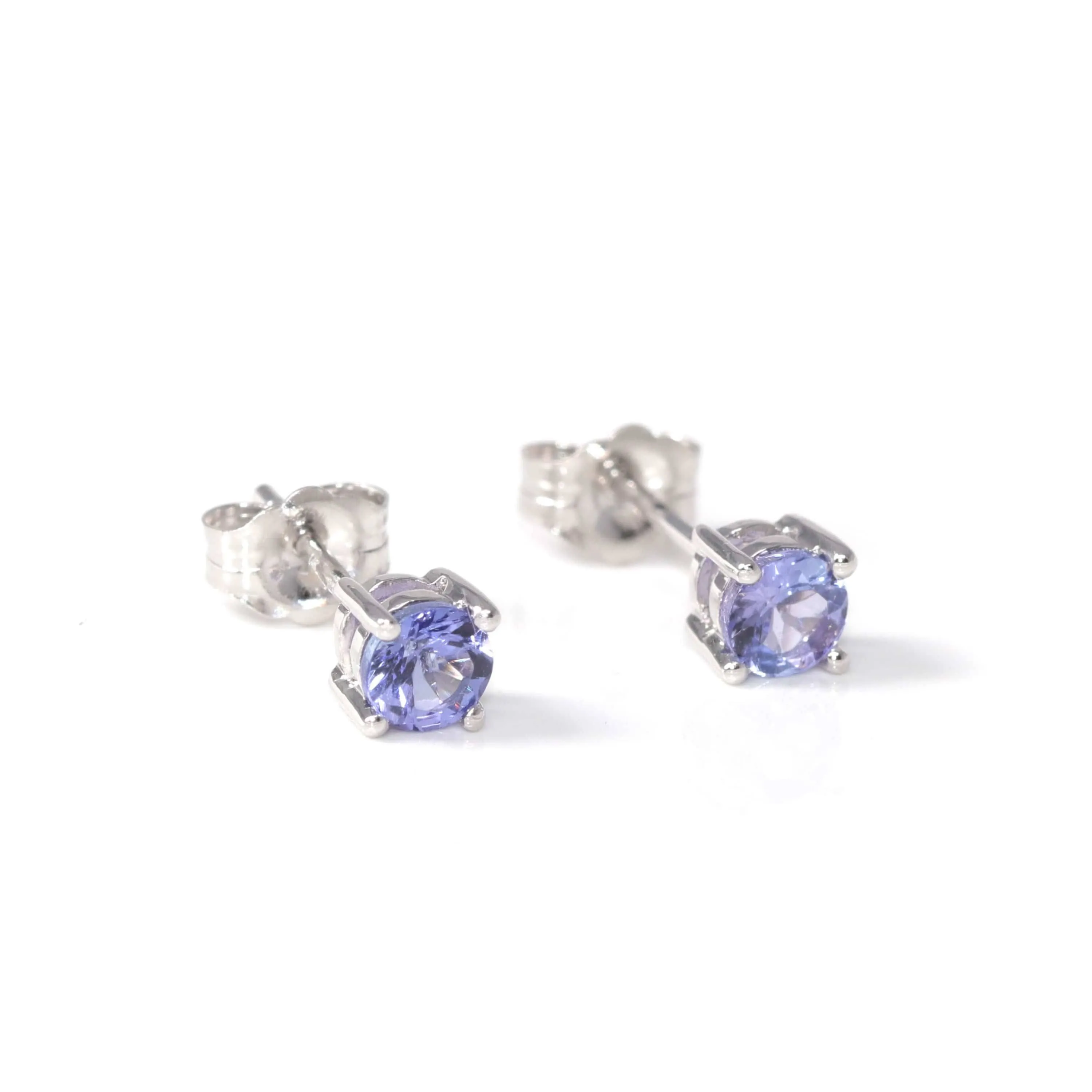 Baikalla™ 14k White Gold Natural Tanzanite 4 Prong Stud Earrings