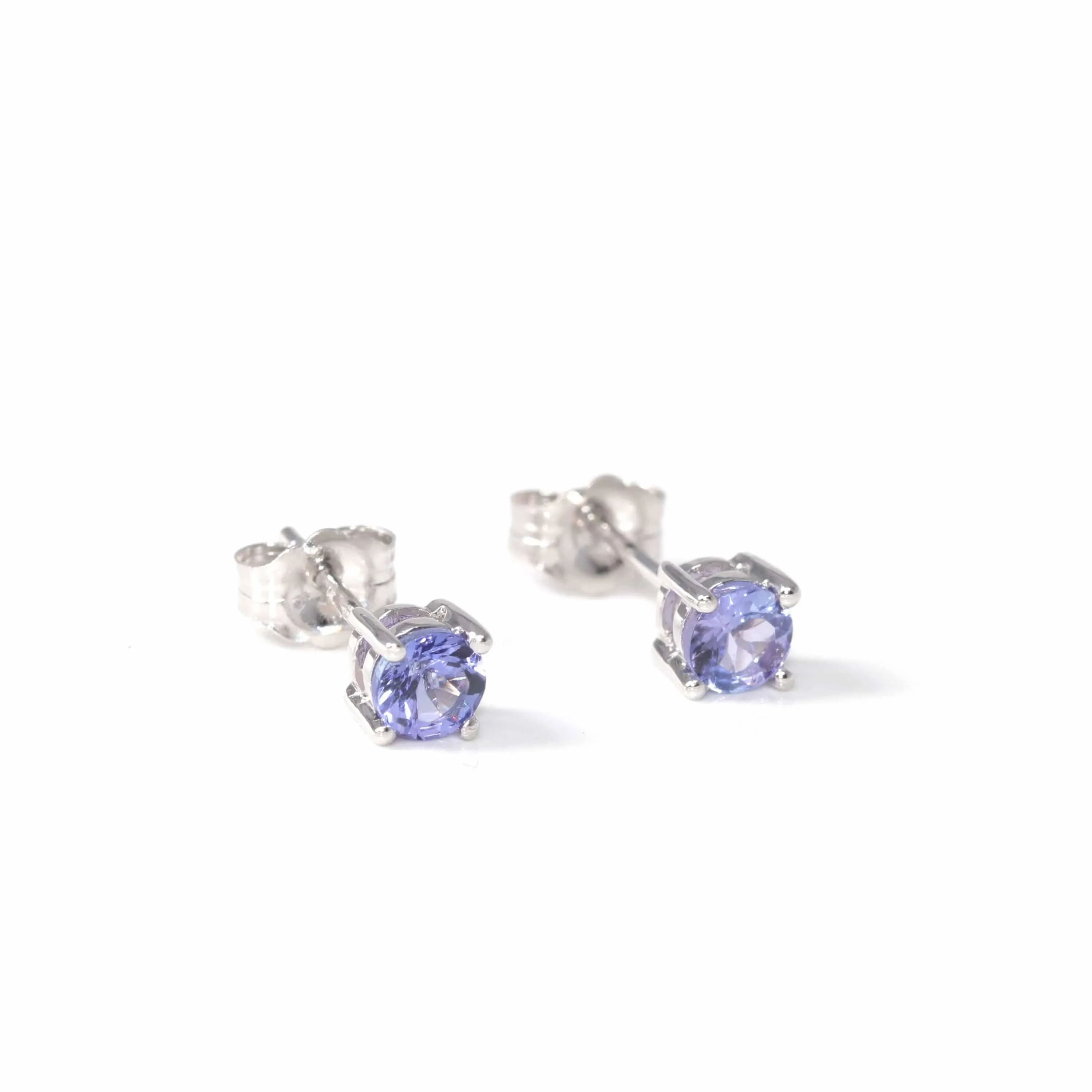 Baikalla™ 14k White Gold Natural Tanzanite 4 Prong Stud Earrings