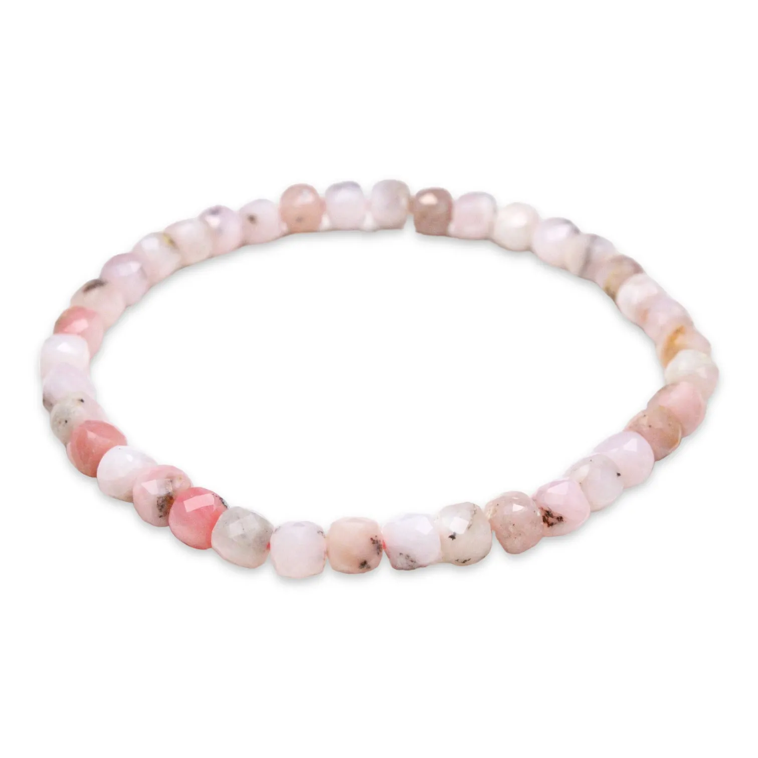 Bracelet Opale rose AA cube 4x4 mm