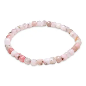 Bracelet Opale rose AA cube 4x4 mm