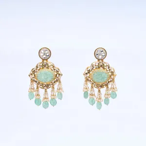 Carved Jade Pearl Chandelier Earrings - Antique Collection