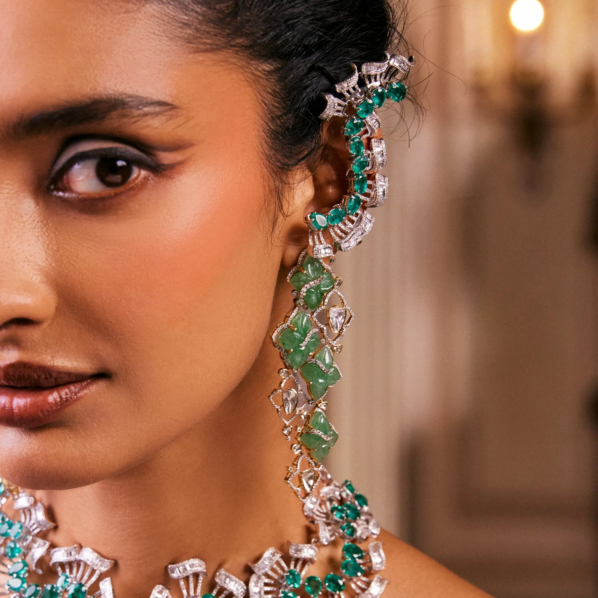 Carved Polki Drop Earrings