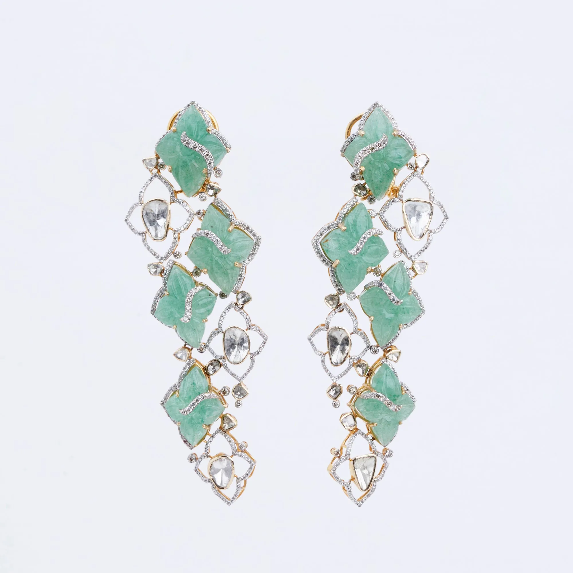 Carved Polki Drop Earrings