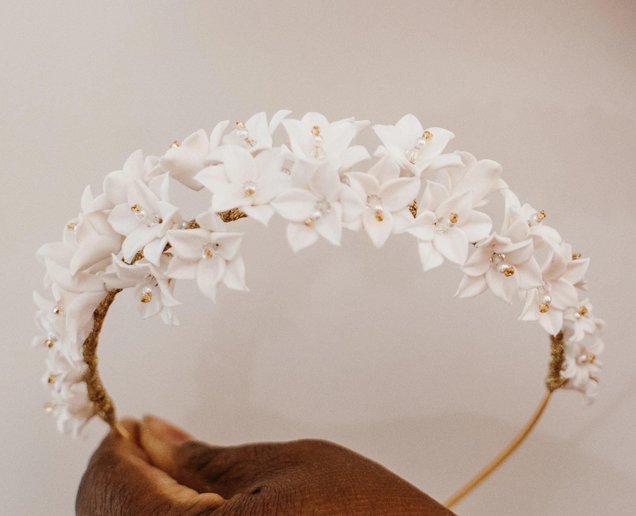 clay flowers headband BERNICE- 24006