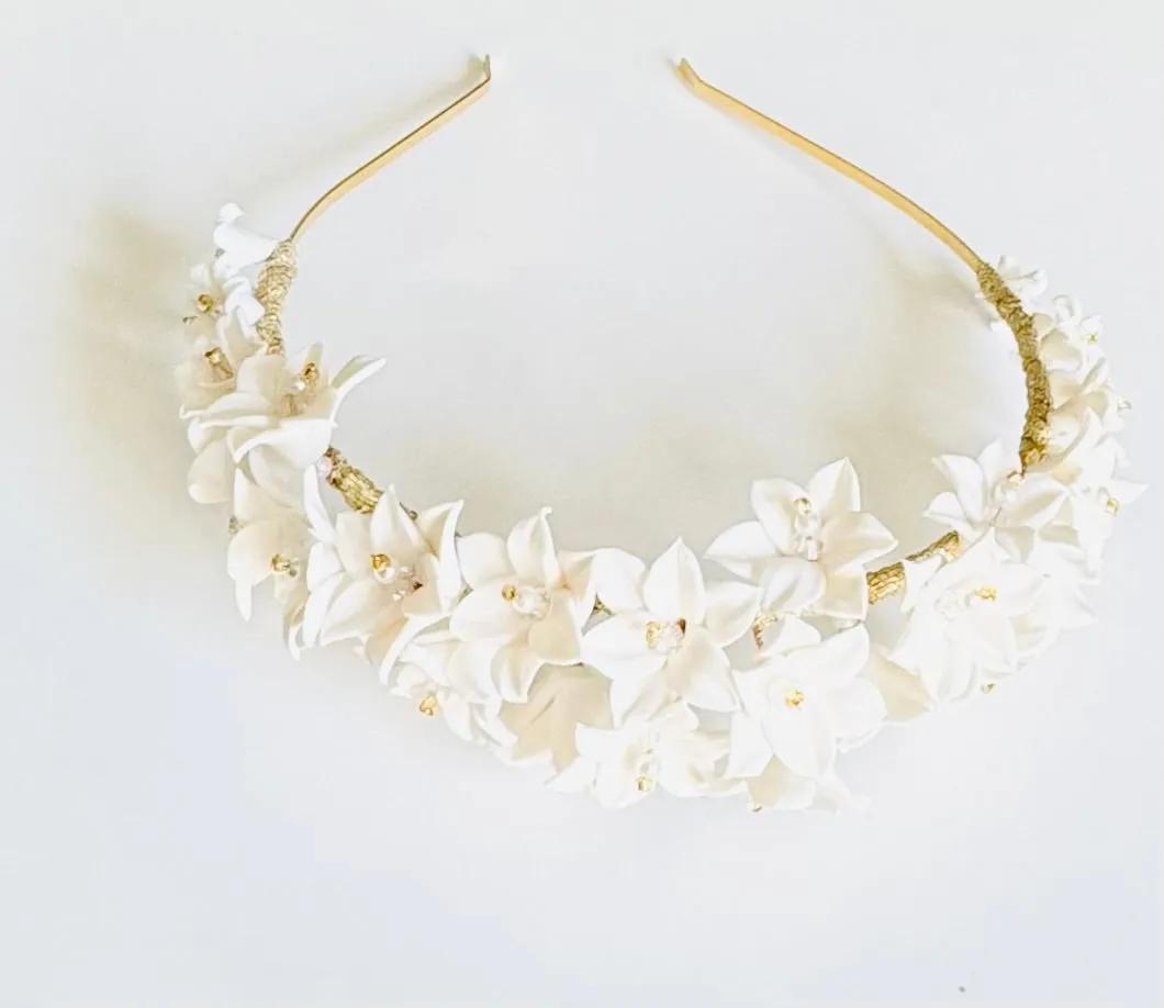 clay flowers headband BERNICE- 24006