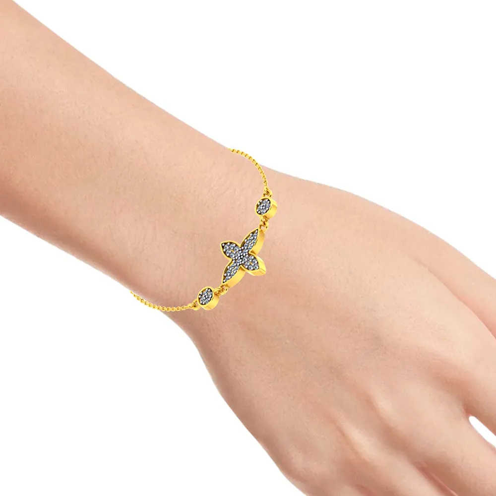 Elegant 14k Gold And Diamond Bracelet With Floral Designer Accents From Pc Chandra Diamond Collection