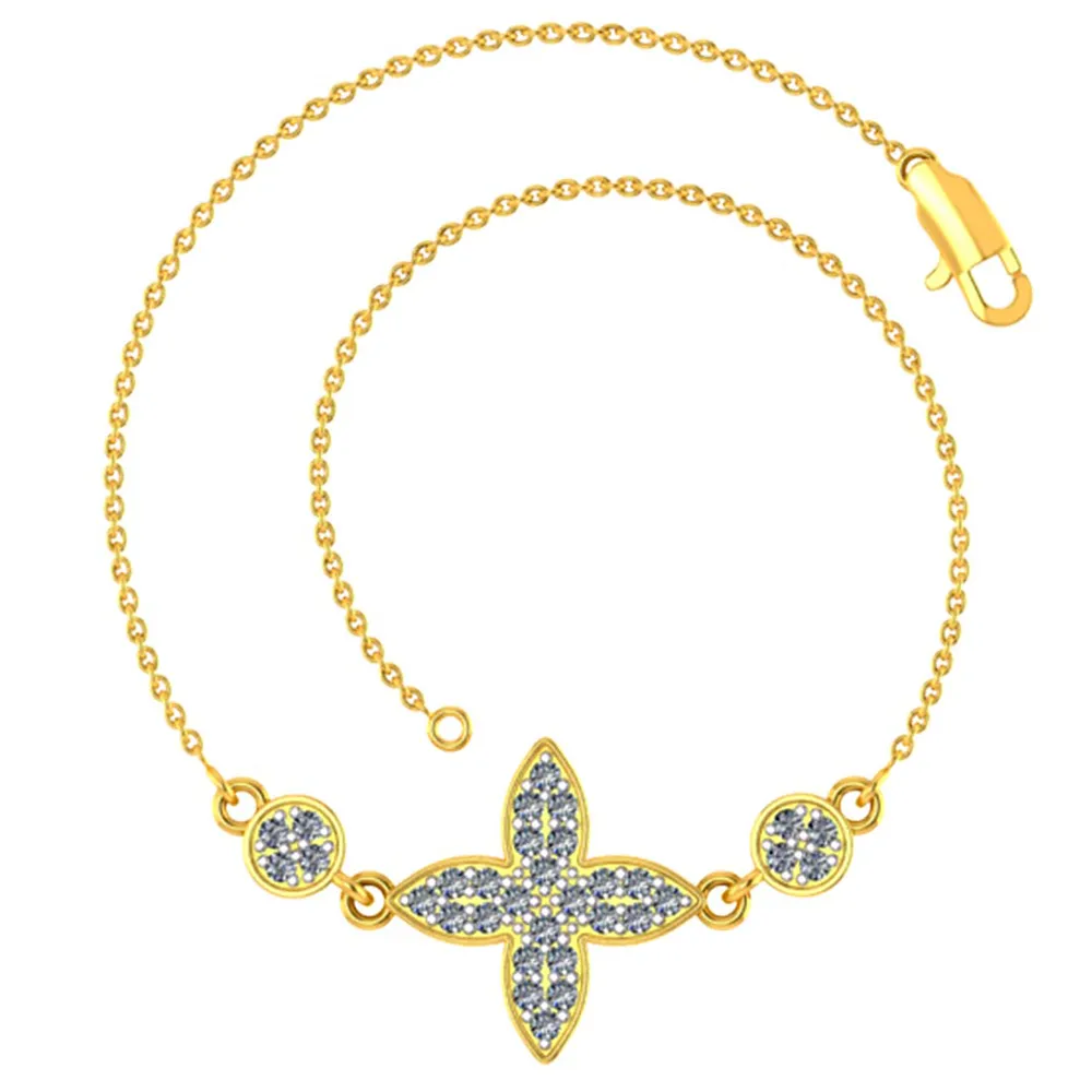 Elegant 14k Gold And Diamond Bracelet With Floral Designer Accents From Pc Chandra Diamond Collection