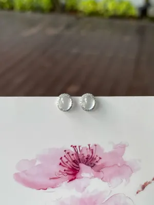 Glassy Jade Cabochon Earrings (NJE225)