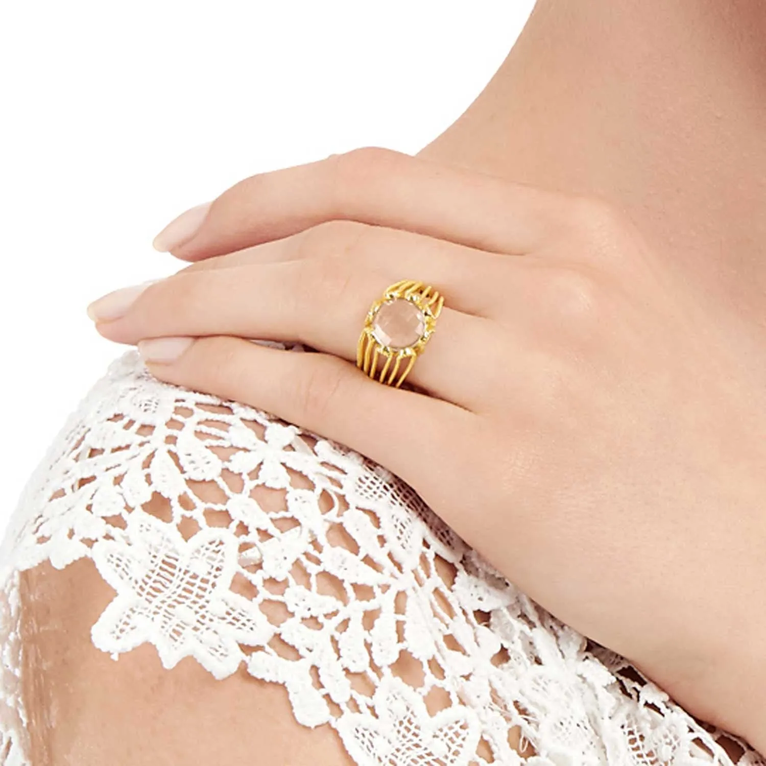 Gold Ring Rose Quartz Ring Alessia