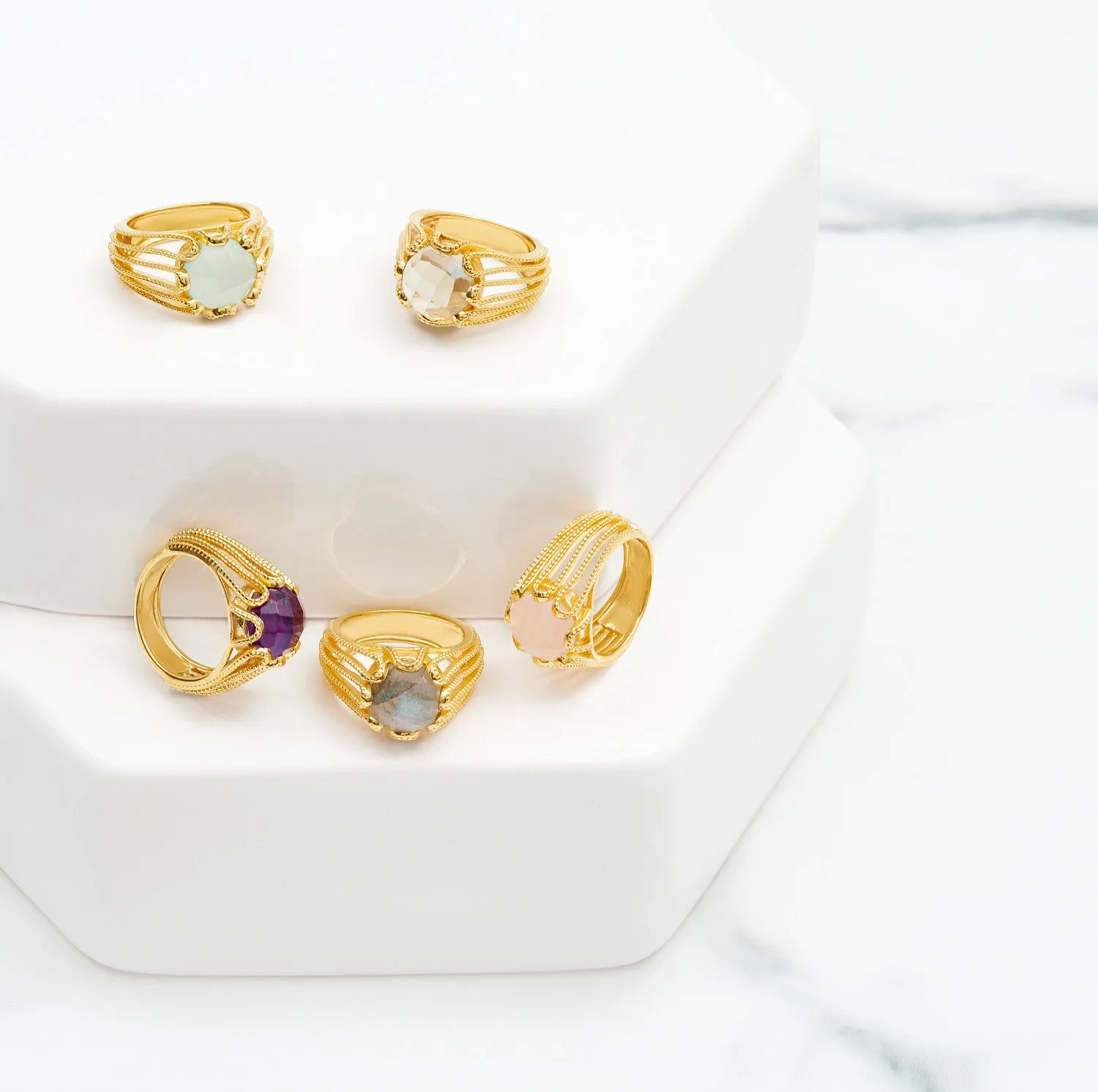 Gold Ring Rose Quartz Ring Alessia