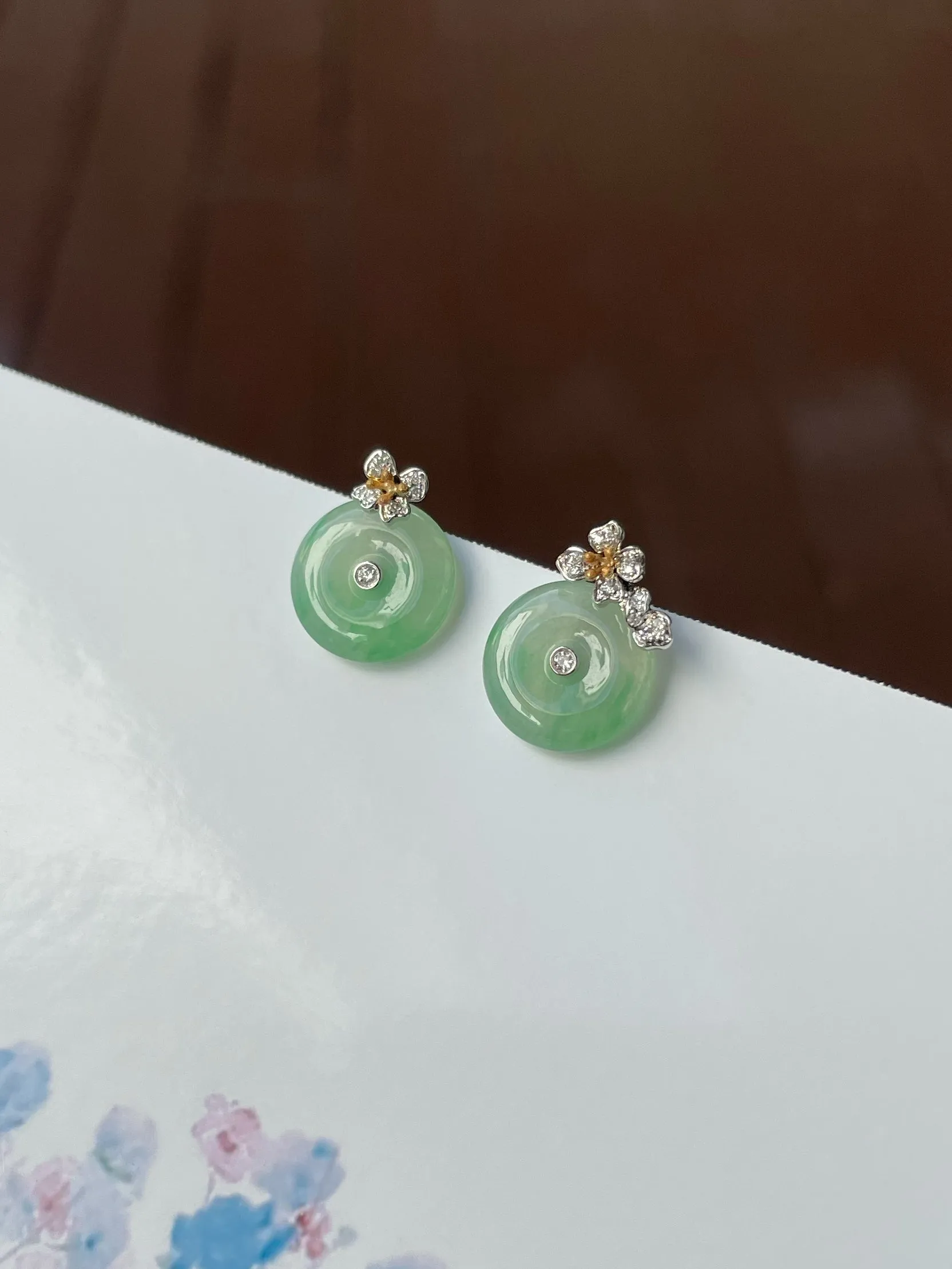 Icy Green Jade Earrings - Safety Coin (NJE151)