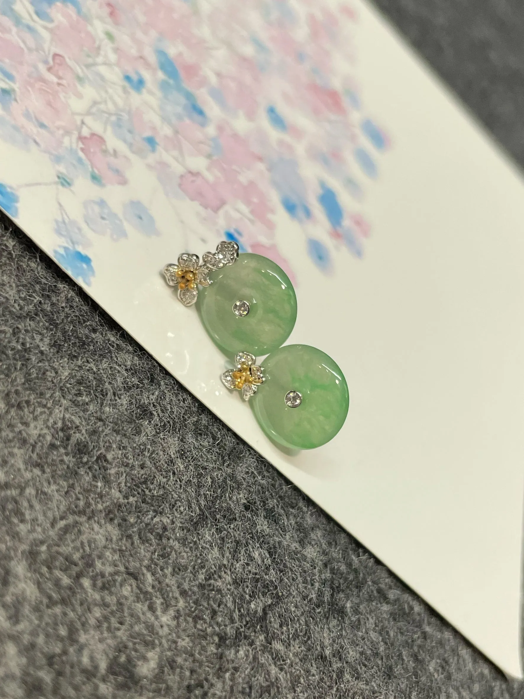 Icy Green Jade Earrings - Safety Coin (NJE151)