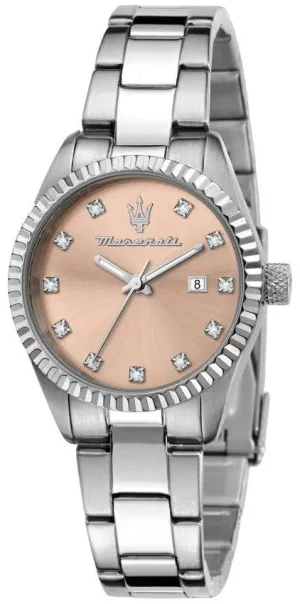 Maserati Competizione Crystal Accents Stainless Steel Rose Gold