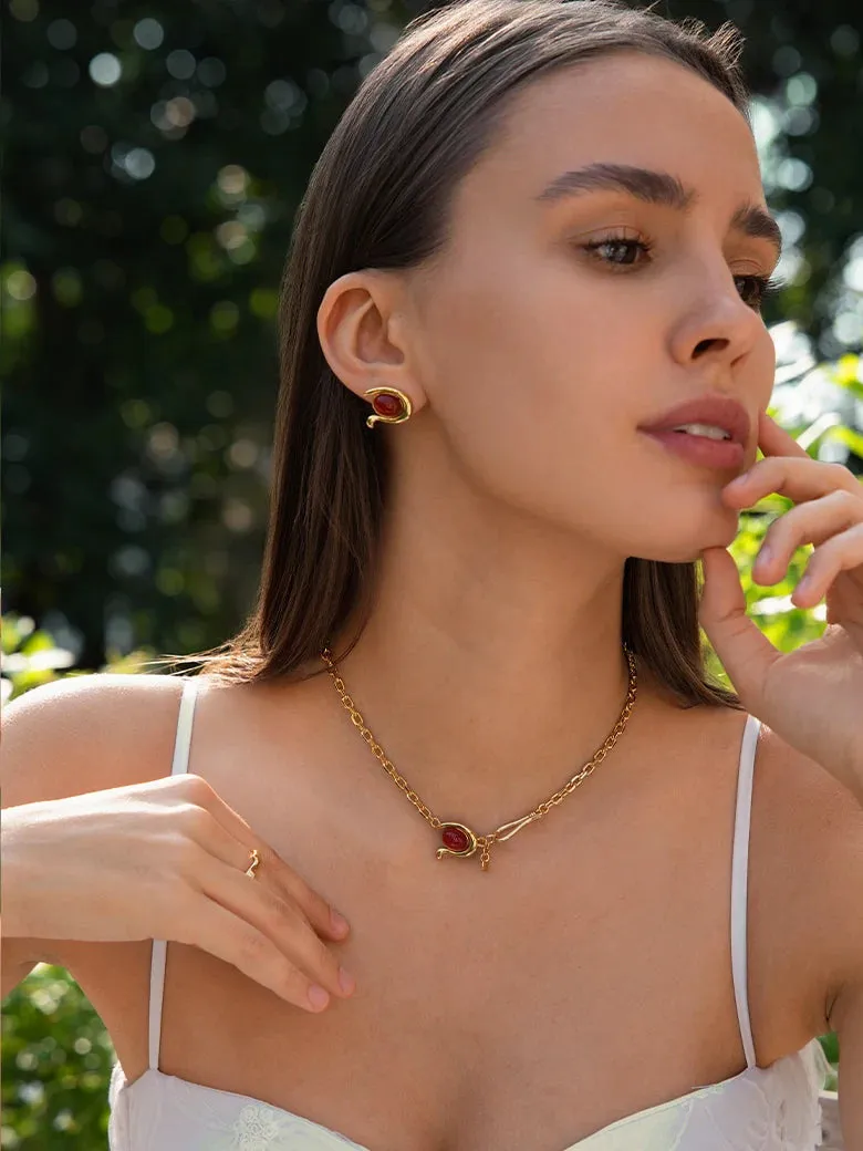 Mixed Onyx Asymmetry Earrings