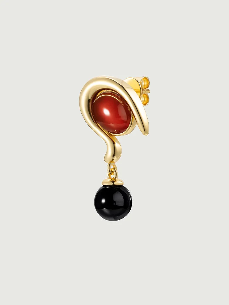 Mixed Onyx Asymmetry Earrings