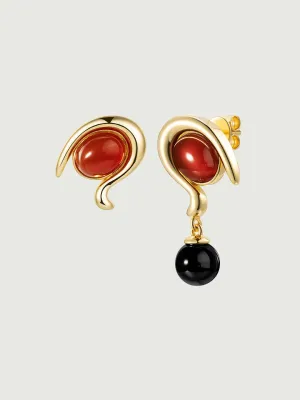 Mixed Onyx Asymmetry Earrings