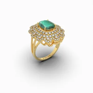 Natural Emerald Cocktail Ring in Big - Evelina