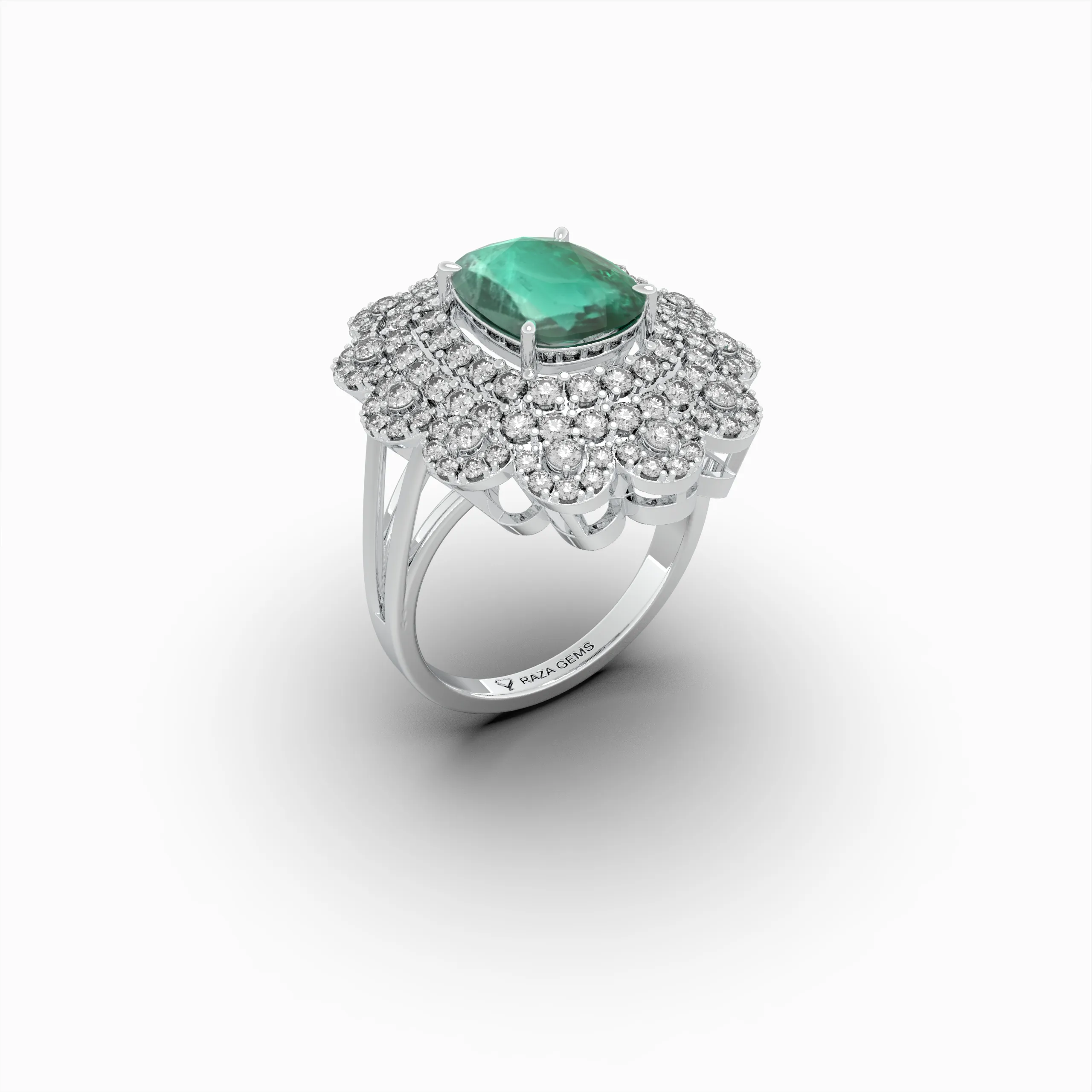 Natural Emerald Cocktail Ring in Big - Evelina