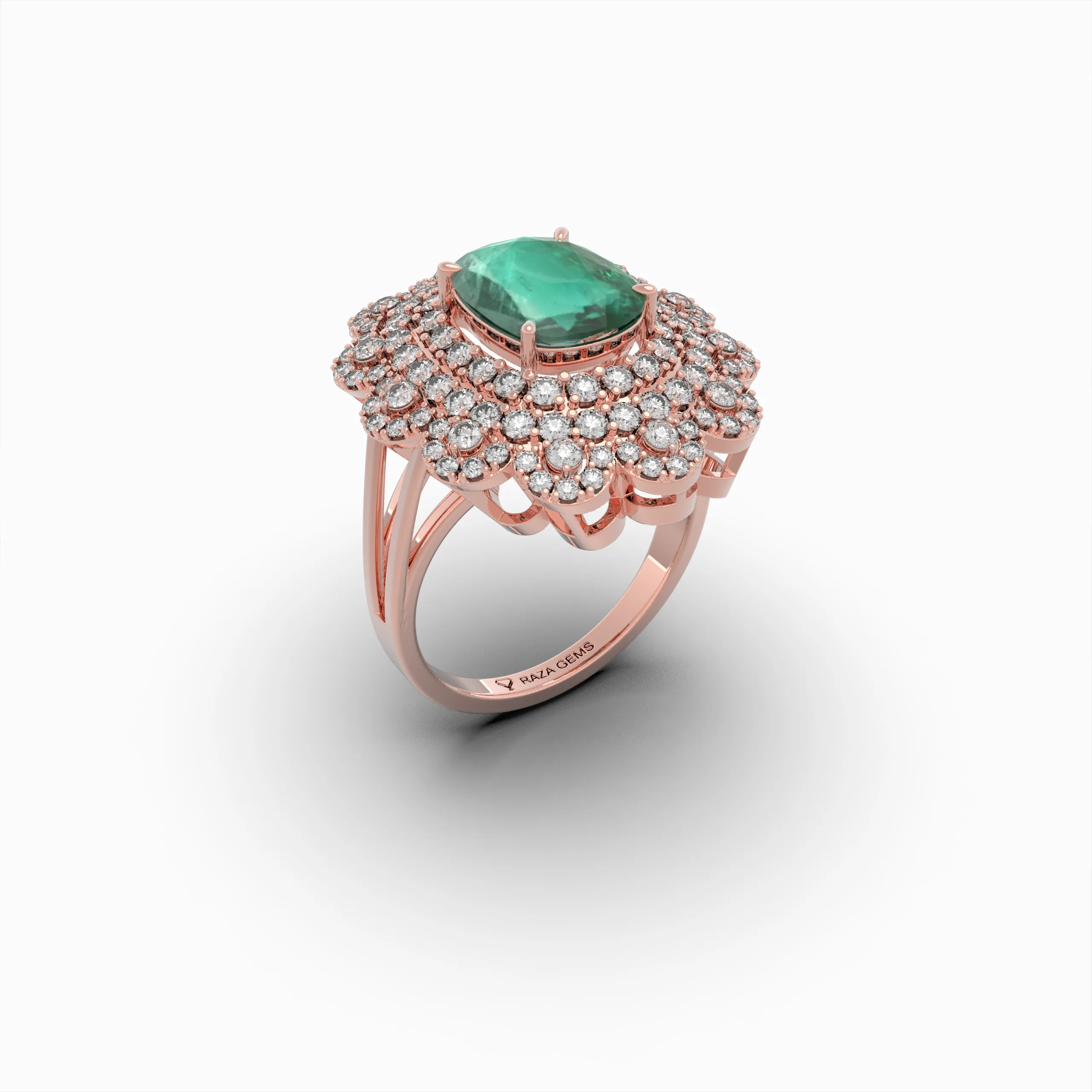 Natural Emerald Cocktail Ring in Big - Evelina