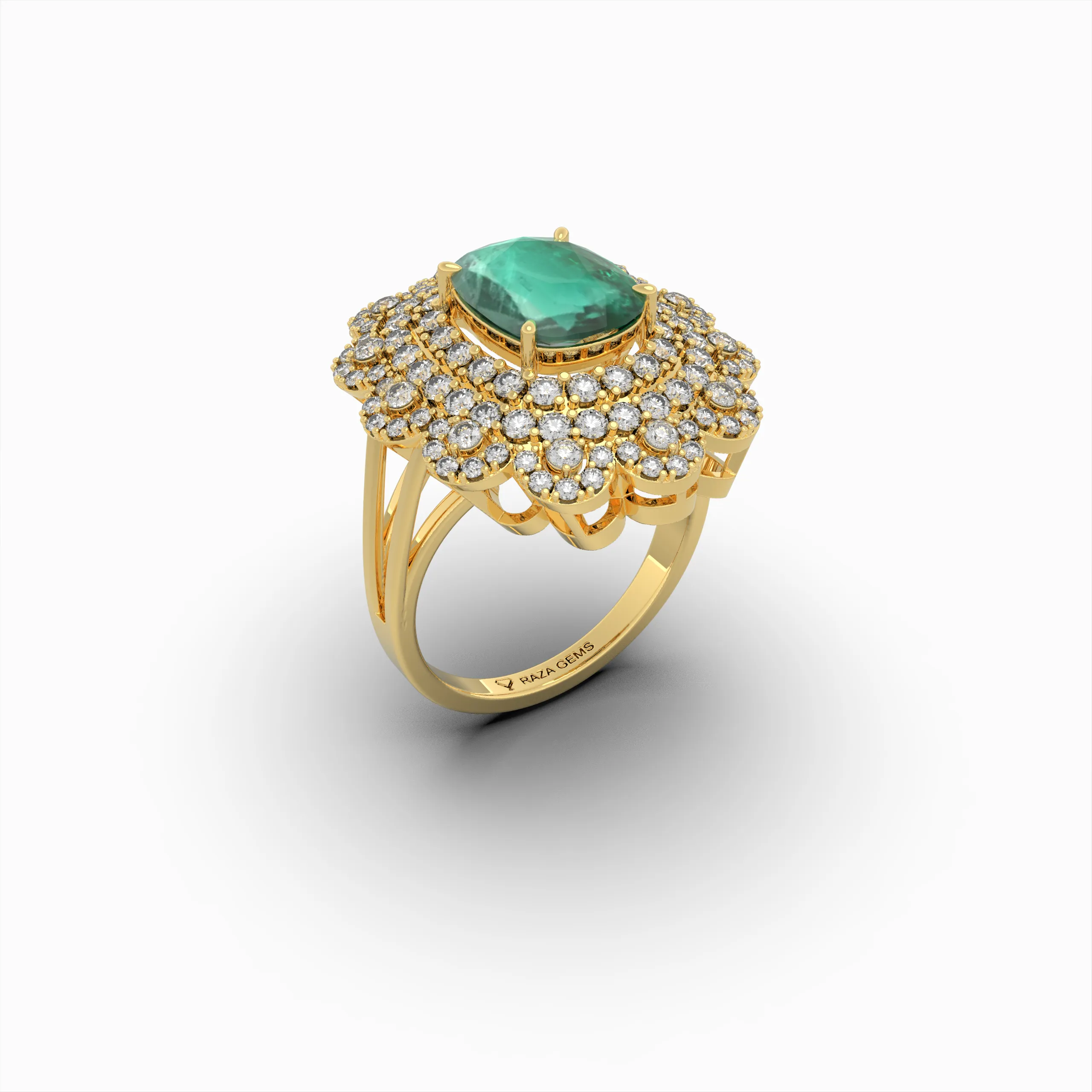 Natural Emerald Cocktail Ring in Big - Evelina