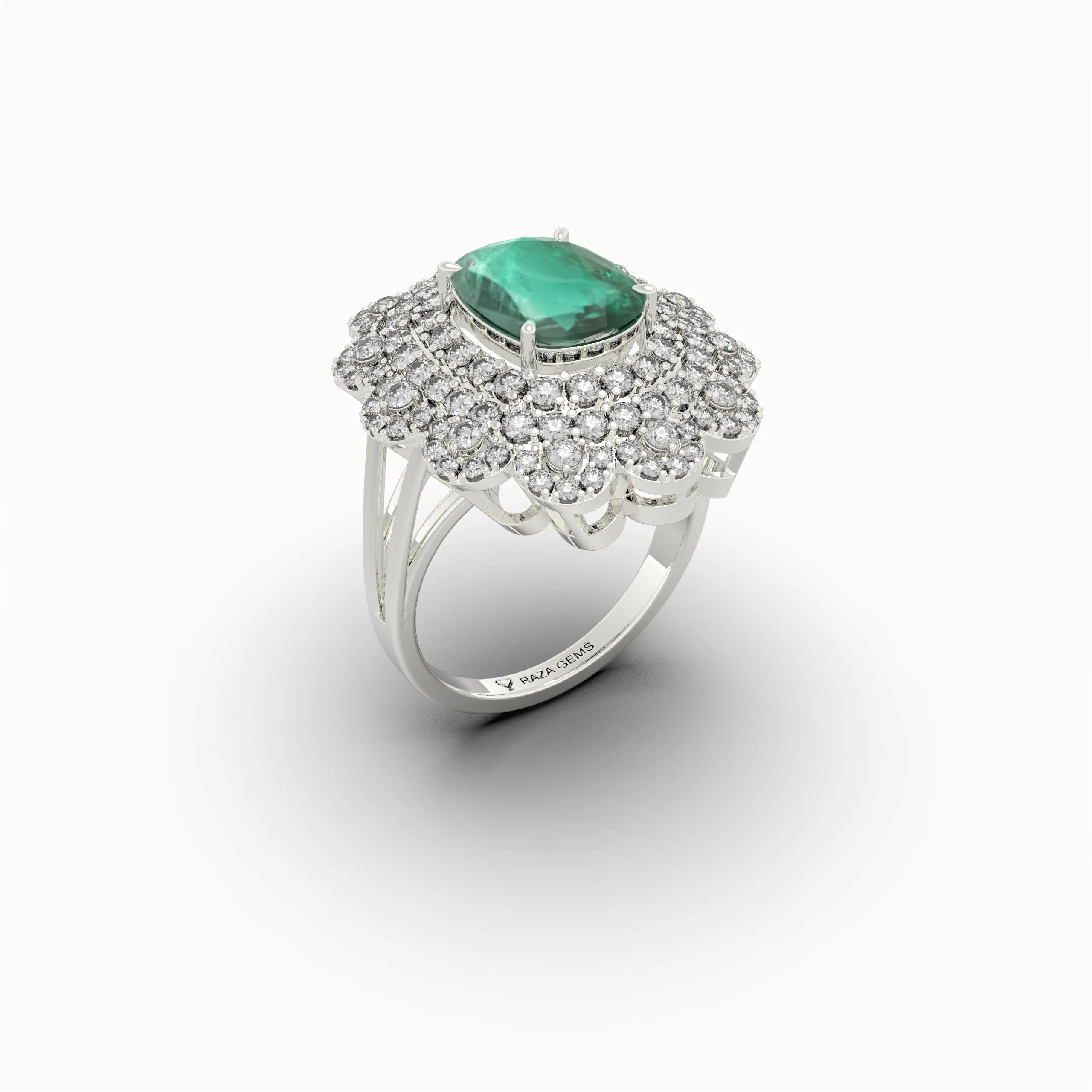 Natural Emerald Cocktail Ring in Big - Evelina