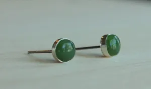 Nephrite Jade Bezel Gemstones, Large (Niobium or Titanium Post Earrings)