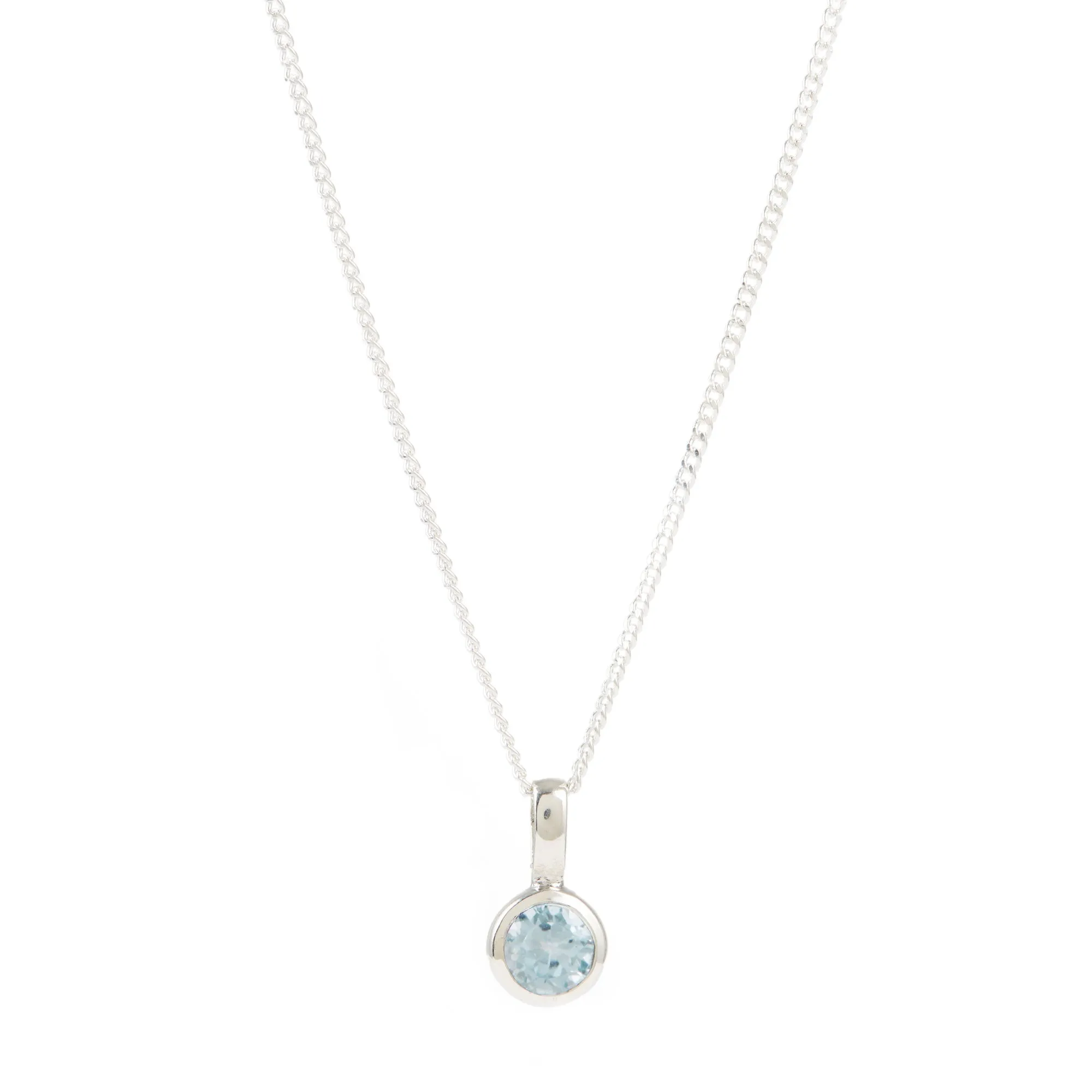 November Birthstone Charm Necklace - Blue Topaz