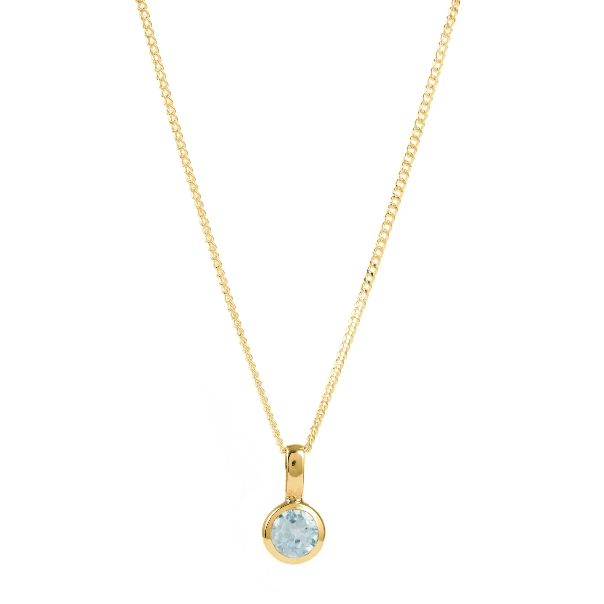 November Birthstone Charm Necklace - Blue Topaz