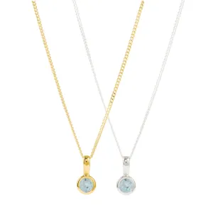November Birthstone Charm Necklace - Blue Topaz