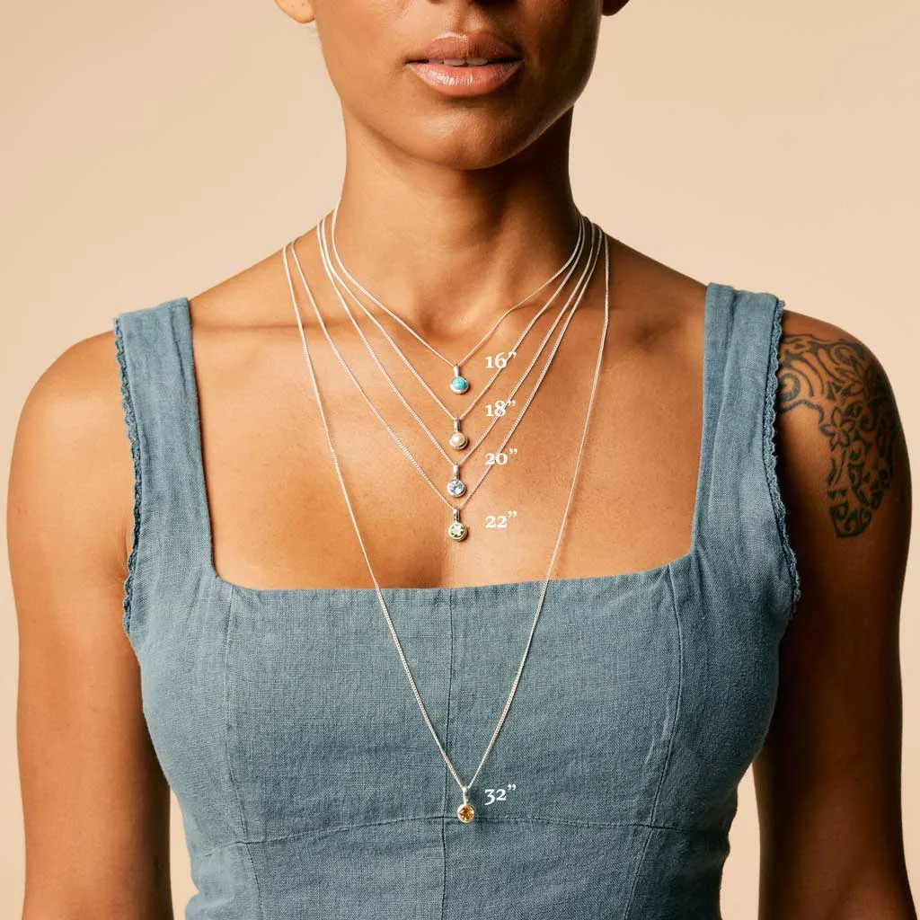 November Birthstone Charm Necklace - Blue Topaz