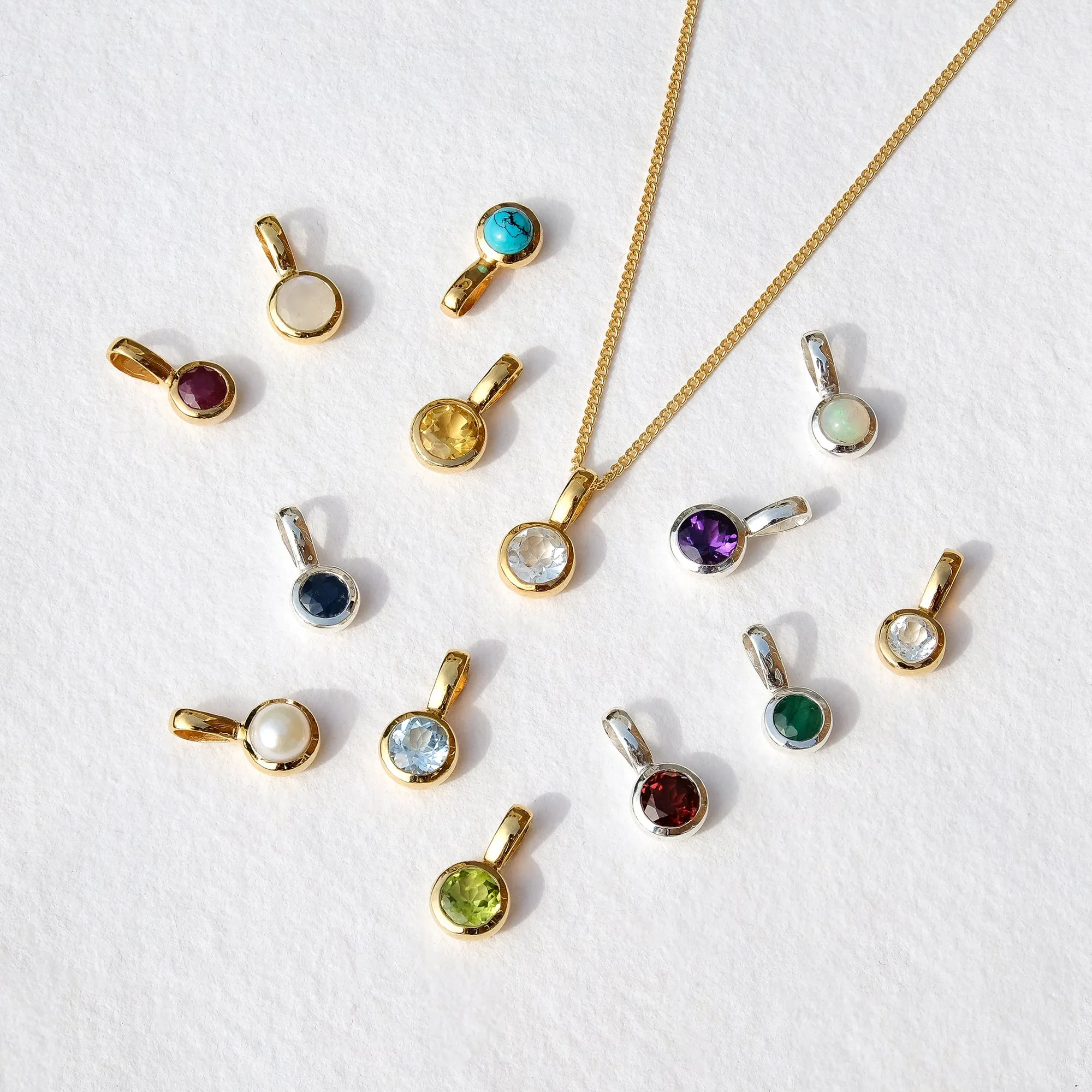 November Birthstone Charm Necklace - Blue Topaz