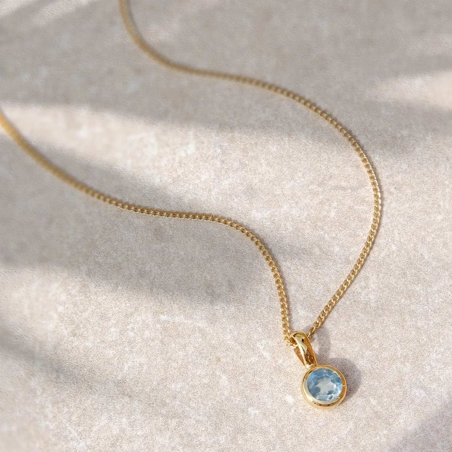 November Birthstone Charm Necklace - Blue Topaz