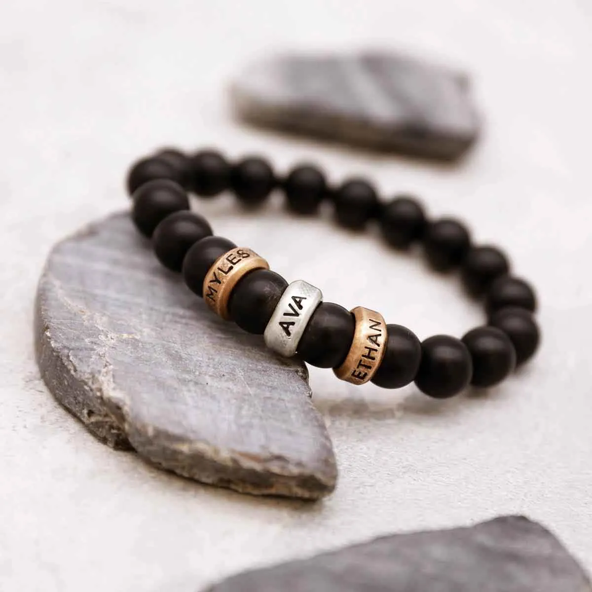 Onyx Beaded Name Bracelet