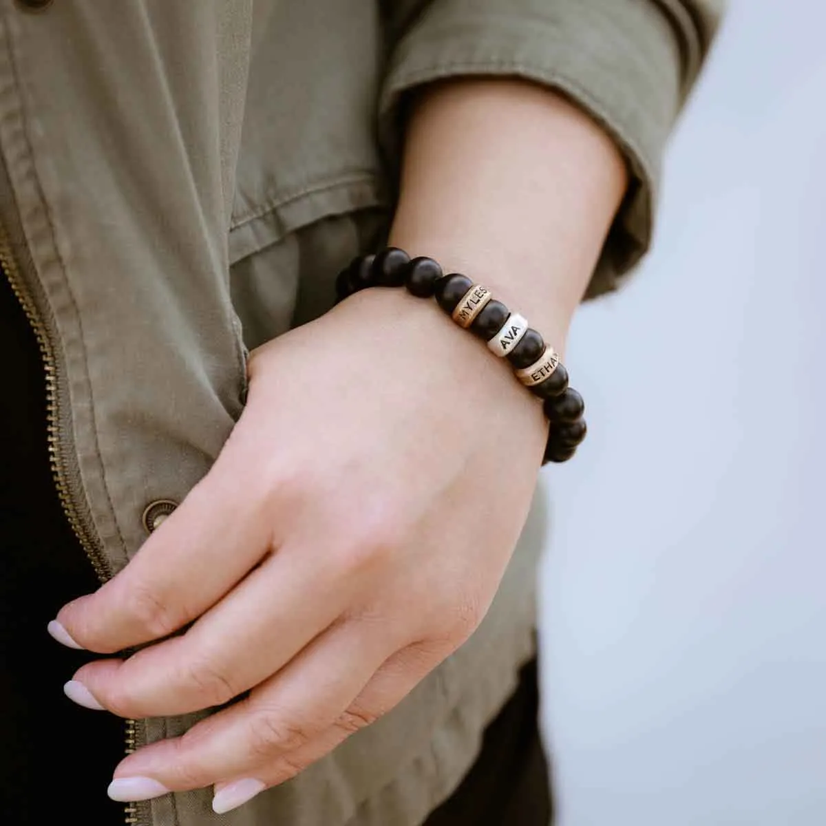 Onyx Beaded Name Bracelet