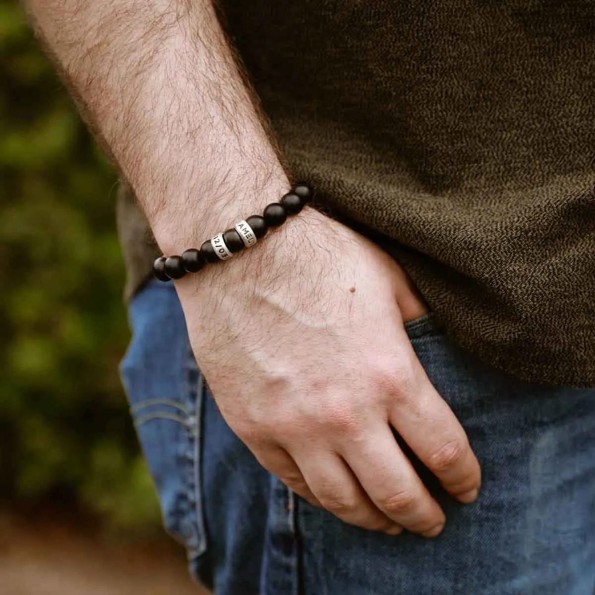 Onyx Beaded Name Bracelet