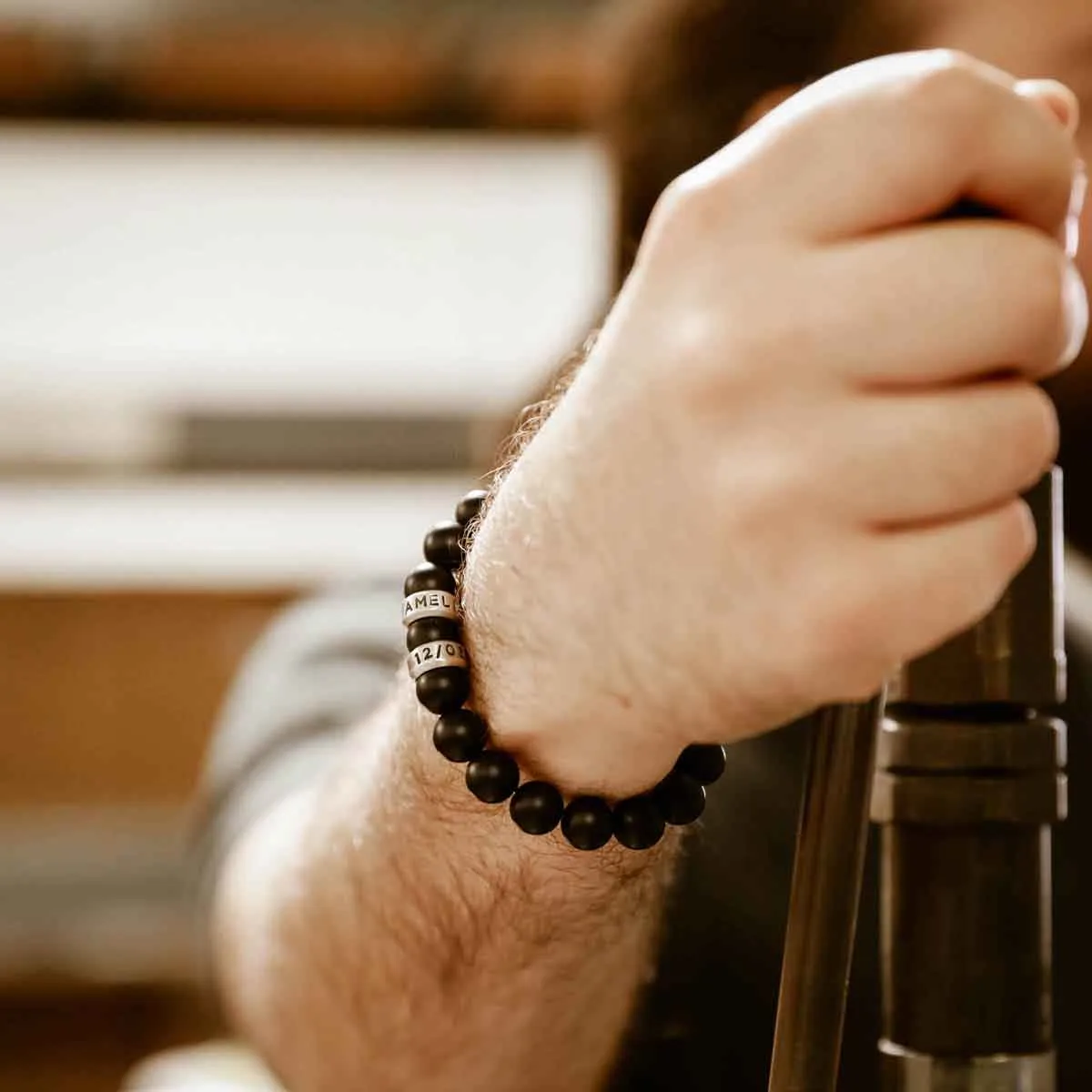 Onyx Beaded Name Bracelet