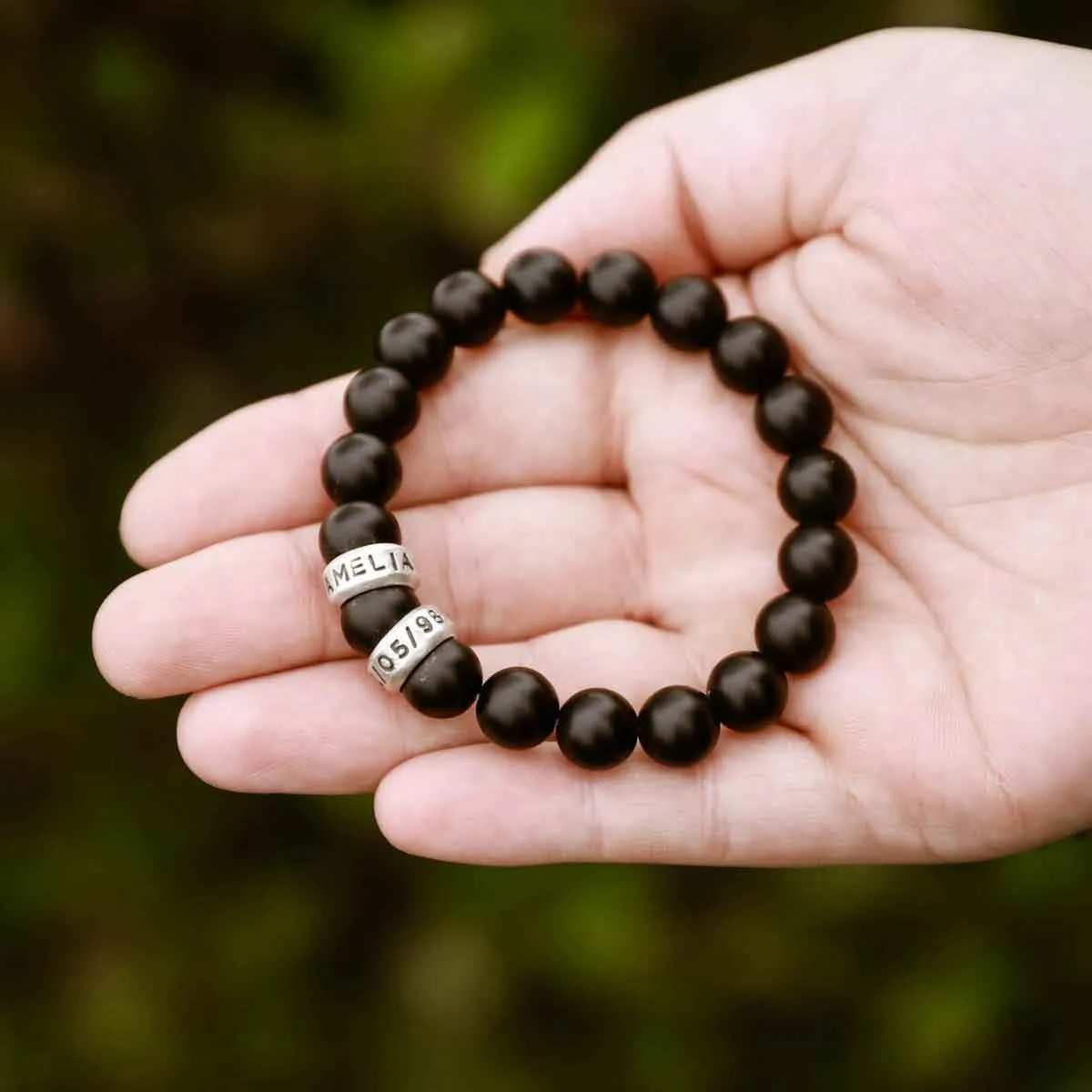 Onyx Beaded Name Bracelet