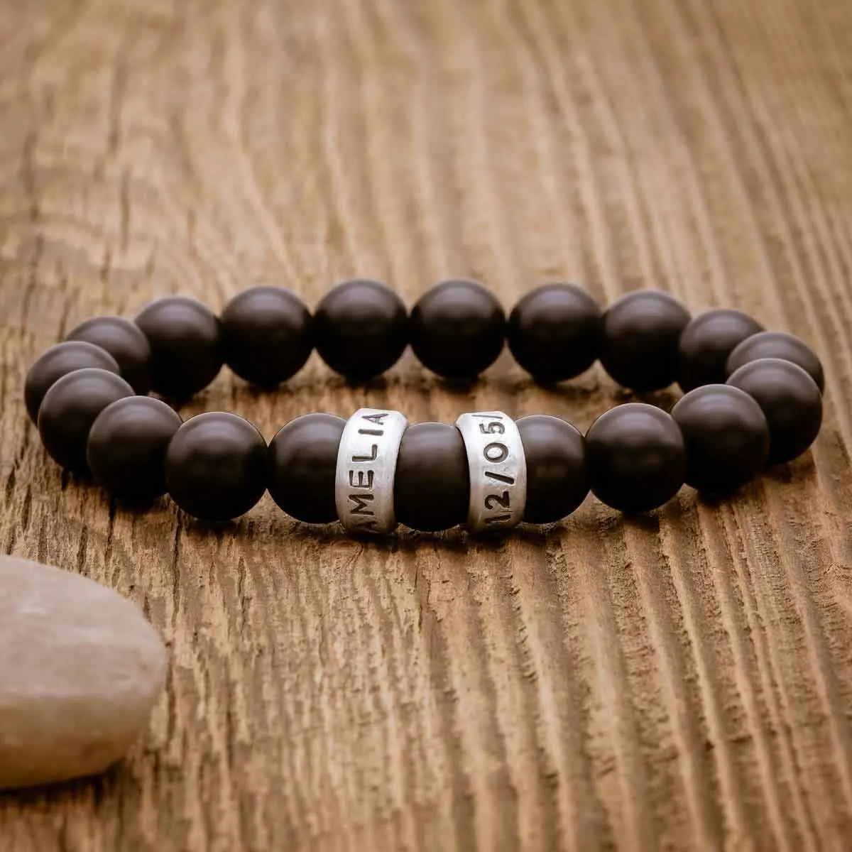 Onyx Beaded Name Bracelet
