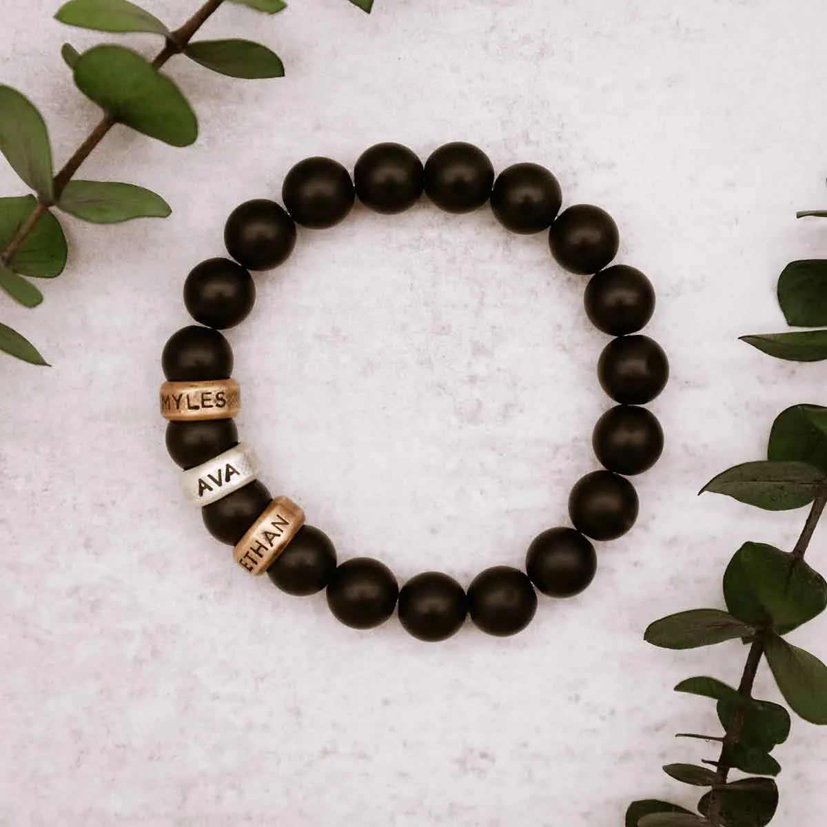 Onyx Beaded Name Bracelet