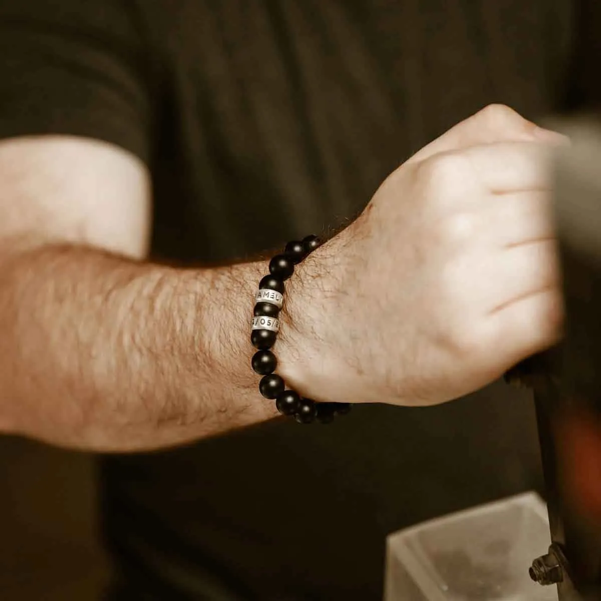 Onyx Beaded Name Bracelet