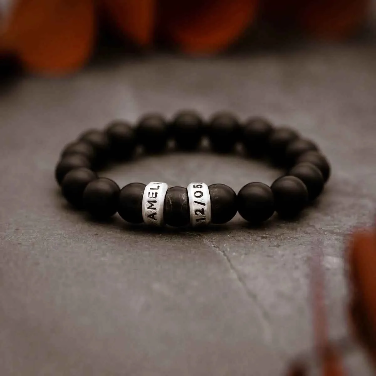 Onyx Beaded Name Bracelet