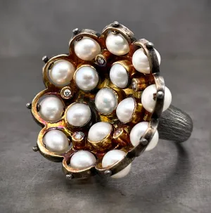 Pearl and Diamond Cocktail Ring
