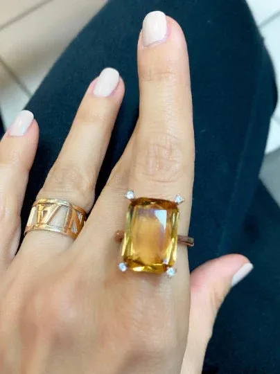 Rectangle Citrine Ring